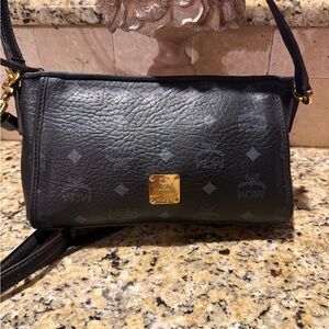 MCM Visetos Leather Crossbody Bag (Black)